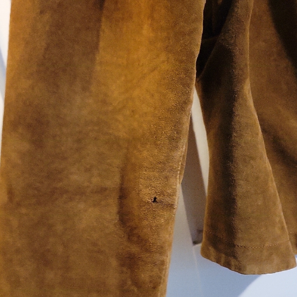 Vintage Caramel Brown Suede Boxy Button Down Shirt Jacket - XL - Picture 7 of 8
